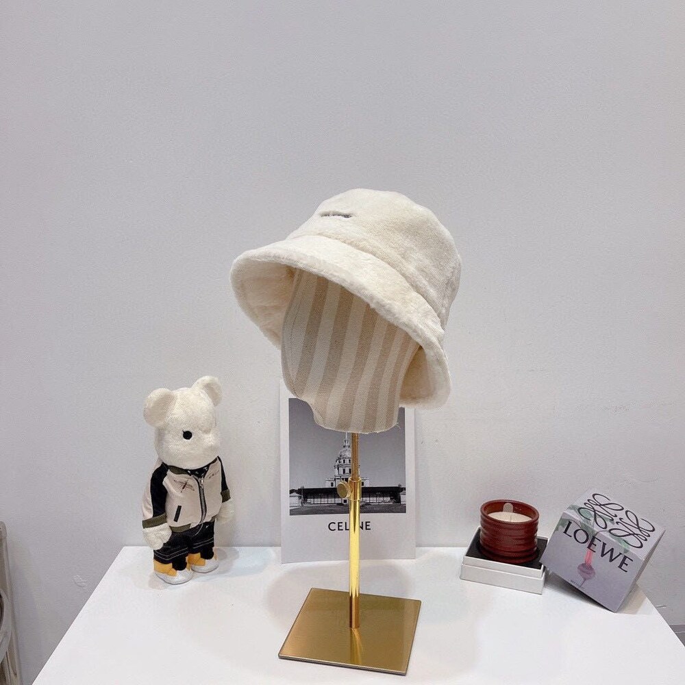 Balenciaga Faux Fur Bucket Hat in White - Picture 8 of 9